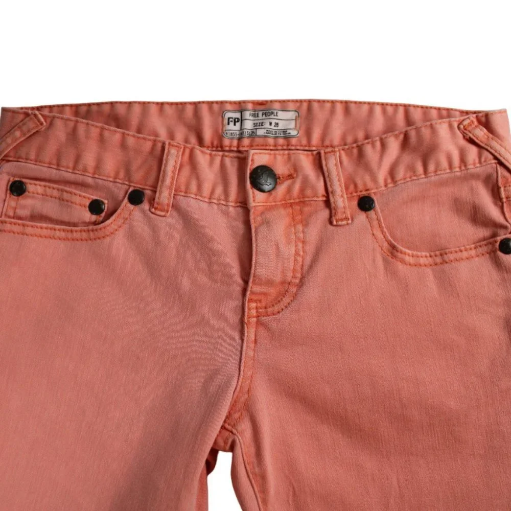 Free People Millennium Apricot Skinny Zipper Ankle Jeans, Size 26 (29/27)